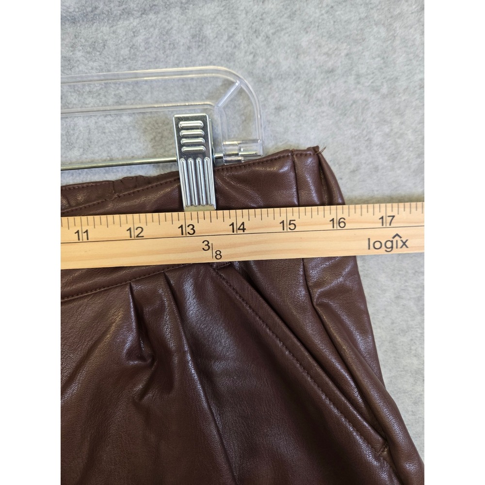 Sincerely Jules Womens L Brown Faux Leather Pleated Shorts High Rise Fall - Picture 6 of 9